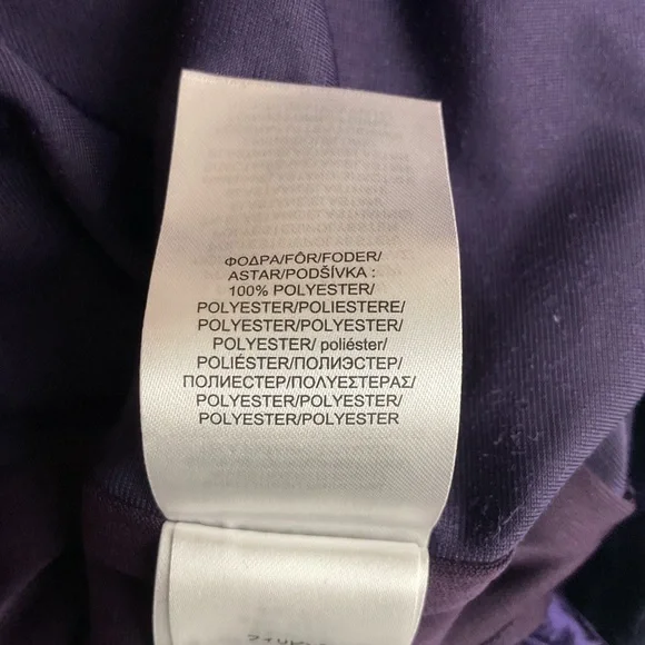 Lauren Ralph Lauren Size 12 Purple Velvet Sheath Surplice Faux Wrap Tie Dress - Picture 9 of 10
